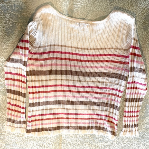 Women's Size Large Croft & Barrow Sweater Multi Stripe Sweater - Picture 3 of 9